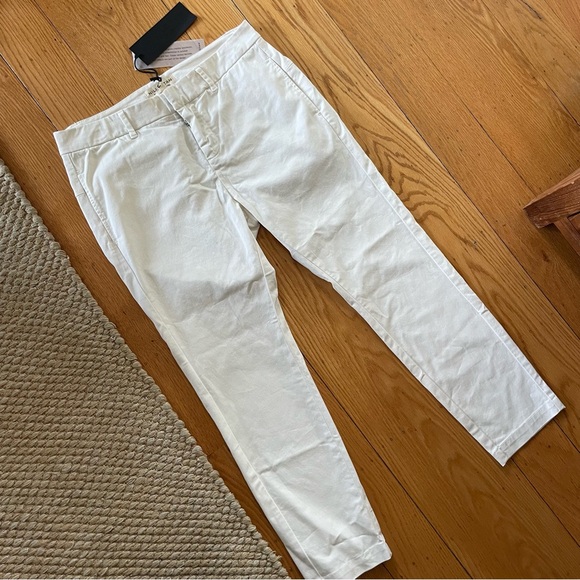 NWT Nili Lotan Tel Aviv Pants in Eggshell Cream White Off white Chino Khakis - Picture 4 of 11